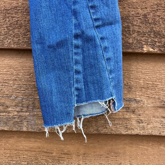 Madewell Cali Denim Boot Womens Cropped Jeans Size 28 With Raw Hem Blue Stretch - Picture 14 of 14
